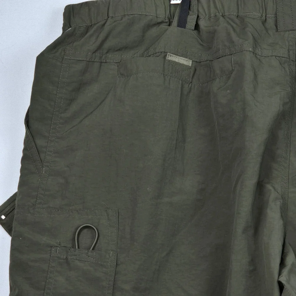 Mens Olive Green Convertible Zip Off Cargo Hiking Pants Packable Pocket NEW